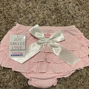 Ruffle Butts - Pink and white striped ruffled bloomers.